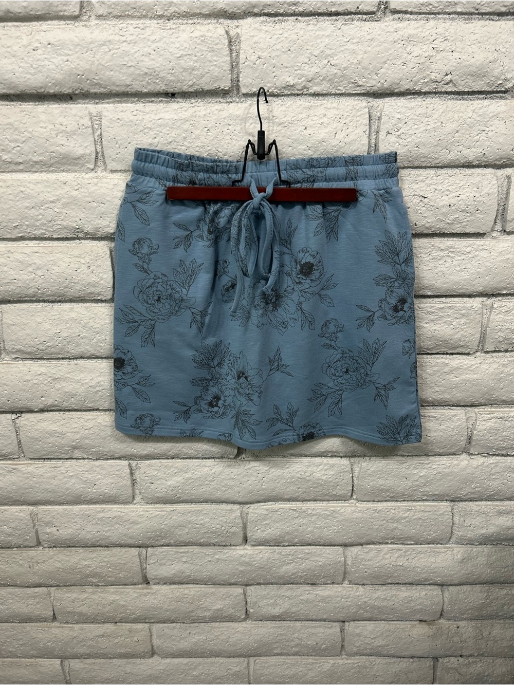 North River Outfitters Skirt Womens Medium‎ Blue Floral Drawstring Casual NWT
